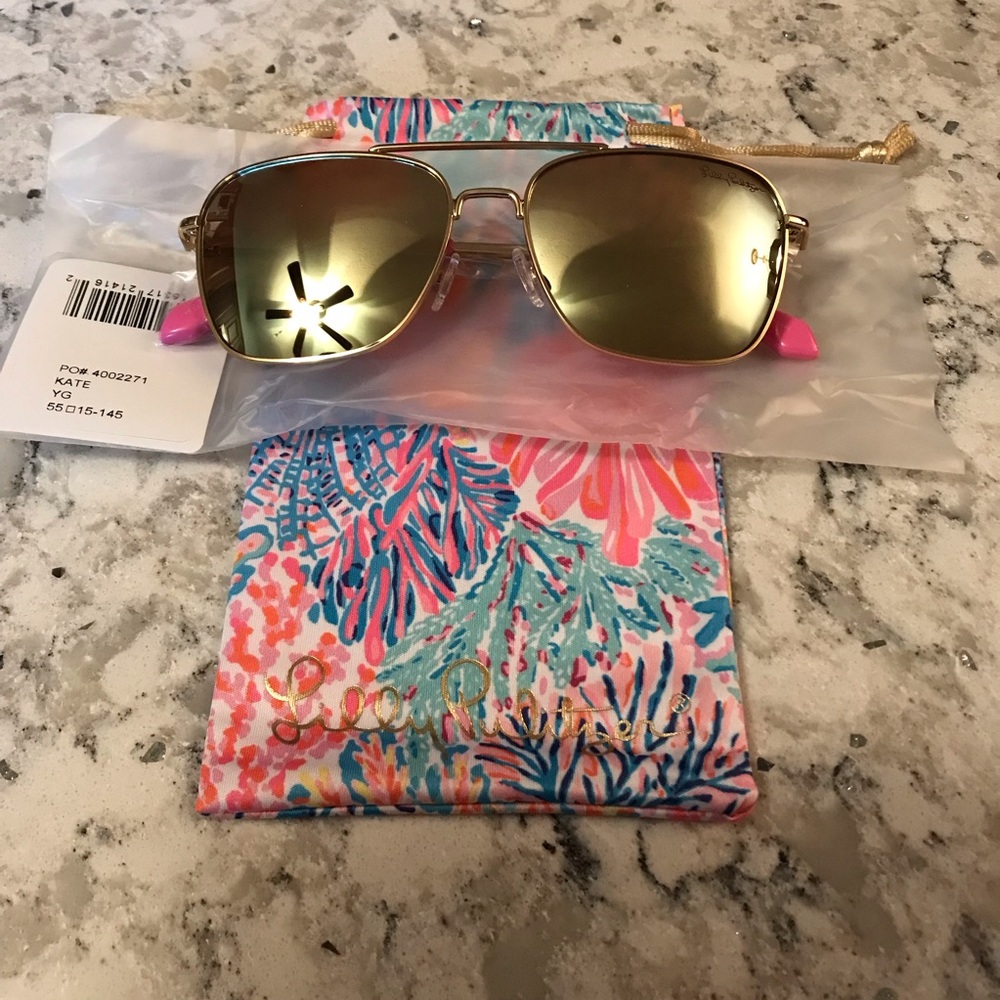 Lilly Pulitzer kate gold polarized sunglasses